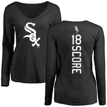 Women's Chicago White Sox Herb Score ＃18 Backer Slim Fit Long Sleeve T-Shirt - Black