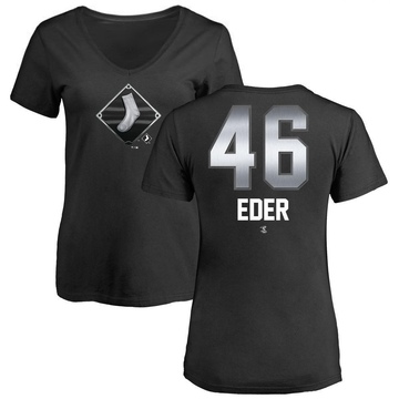 Women's Chicago White Sox Jake Eder ＃46 Midnight Mascot V-Neck T-Shirt - Black