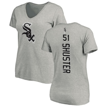 Women's Chicago White Sox Jared Shuster ＃51 Backer Slim Fit T-Shirt Ash