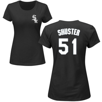 Women's Chicago White Sox Jared Shuster ＃51 Roster Name & Number T-Shirt - Black