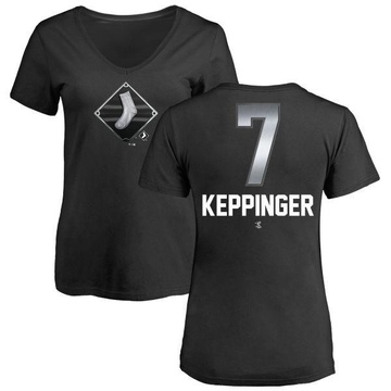 Women's Chicago White Sox Jeff Keppinger ＃7 Midnight Mascot V-Neck T-Shirt - Black