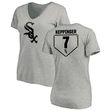 Women's Chicago White Sox Jeff Keppinger ＃7 RBI Slim Fit V-Neck T-Shirt Heathered - Gray