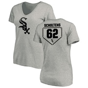 Women's Chicago White Sox Jesse Scholtens ＃62 RBI Slim Fit V-Neck T-Shirt Heathered - Gray