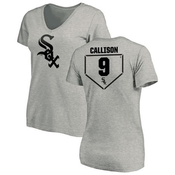 Women's Chicago White Sox Johnny Callison ＃9 RBI Slim Fit V-Neck T-Shirt Heathered - Gray