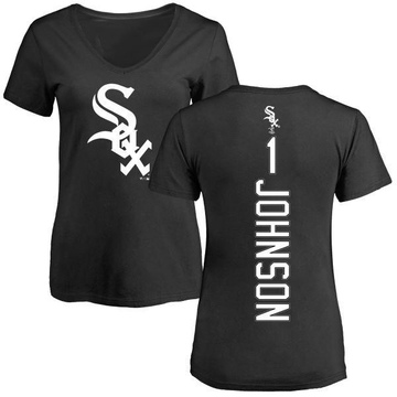 Women's Chicago White Sox Lance Johnson ＃1 Backer Slim Fit T-Shirt - Black