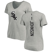 Women's Chicago White Sox Lance Johnson ＃1 Backer Slim Fit T-Shirt Ash