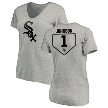 Women's Chicago White Sox Lance Johnson ＃1 RBI Slim Fit V-Neck T-Shirt Heathered - Gray