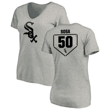 Women's Chicago White Sox Lenyn Sosa ＃50 RBI Slim Fit V-Neck T-Shirt Heathered - Gray