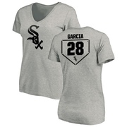 Women's Chicago White Sox Leury Garcia ＃28 RBI Slim Fit V-Neck T-Shirt Heathered - Gray