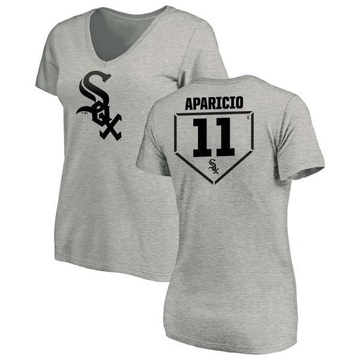 Women's Chicago White Sox Luis Aparicio ＃11 RBI Slim Fit V-Neck T-Shirt Heathered - Gray