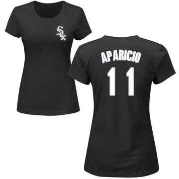 Women's Chicago White Sox Luis Aparicio ＃11 Roster Name & Number T-Shirt - Black