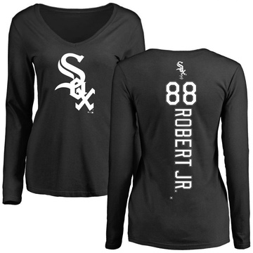 Women's Chicago White Sox Luis Robert Jr. ＃88 Backer Slim Fit Long Sleeve T-Shirt - Black