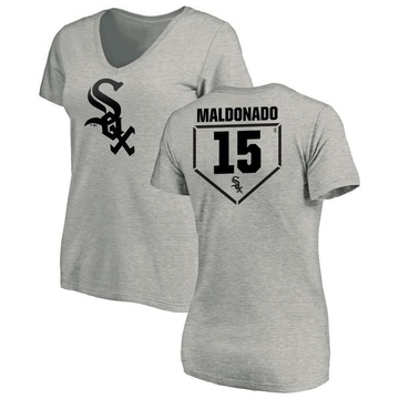 Women's Chicago White Sox Martin Maldonado ＃15 RBI Slim Fit V-Neck T-Shirt Heathered - Gray