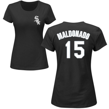 Women's Chicago White Sox Martin Maldonado ＃15 Roster Name & Number T-Shirt - Black