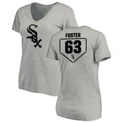 Women's Chicago White Sox Matt Foster ＃63 RBI Slim Fit V-Neck T-Shirt Heathered - Gray