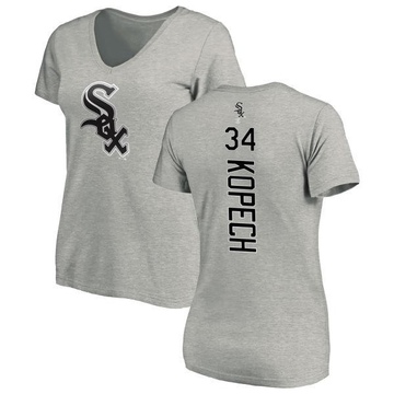 Women's Chicago White Sox Michael Kopech ＃34 Backer Slim Fit T-Shirt Ash