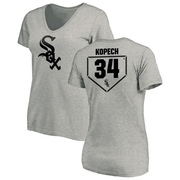 Women's Chicago White Sox Michael Kopech ＃34 RBI Slim Fit V-Neck T-Shirt Heathered - Gray