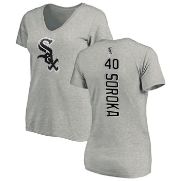 Women's Chicago White Sox Michael Soroka ＃40 Backer Slim Fit T-Shirt Ash