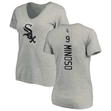 Women's Chicago White Sox Minnie Minoso ＃9 Backer Slim Fit T-Shirt Ash