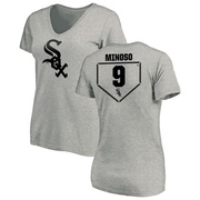 Women's Chicago White Sox Minnie Minoso ＃9 RBI Slim Fit V-Neck T-Shirt Heathered - Gray