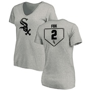 Women's Chicago White Sox Nellie Fox ＃2 RBI Slim Fit V-Neck T-Shirt Heathered - Gray