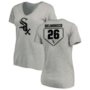 Women's Chicago White Sox Nicky Delmonico ＃26 RBI Slim Fit V-Neck T-Shirt Heathered - Gray