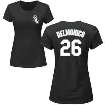 Women's Chicago White Sox Nicky Delmonico ＃26 Roster Name & Number T-Shirt - Black