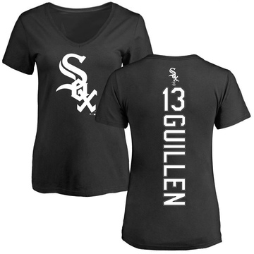 Women's Chicago White Sox Ozzie Guillen ＃13 Backer Slim Fit T-Shirt - Black