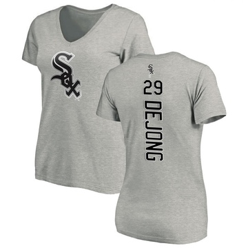 Women's Chicago White Sox Paul DeJong ＃29 Backer Slim Fit T-Shirt Ash