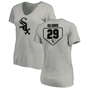 Women's Chicago White Sox Paul DeJong ＃29 RBI Slim Fit V-Neck T-Shirt Heathered - Gray