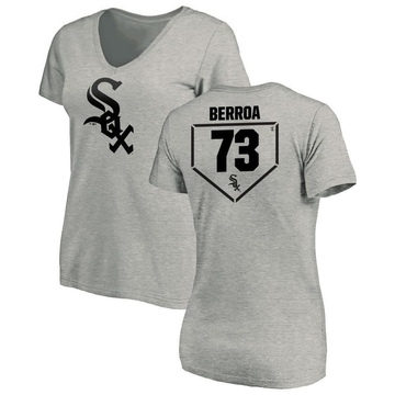 Women's Chicago White Sox Prelander Berroa ＃73 RBI Slim Fit V-Neck T-Shirt Heathered - Gray