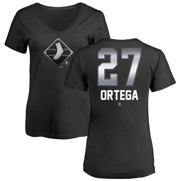 Women's Chicago White Sox Rafael Ortega ＃27 Midnight Mascot V-Neck T-Shirt - Black