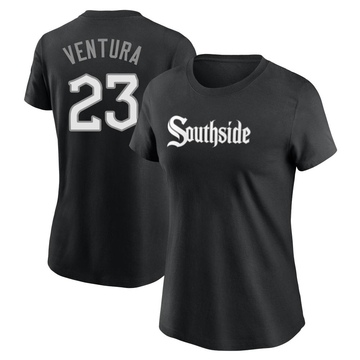 Women's Chicago White Sox Robin Ventura ＃23 City Connect Name & Number T-Shirt - Black