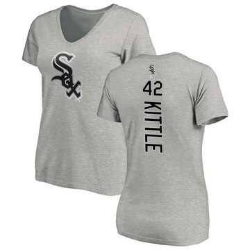 Women's Chicago White Sox Ron Kittle ＃42 Backer Slim Fit T-Shirt Ash