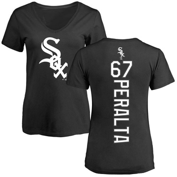 Women's Chicago White Sox Sammy Peralta ＃67 Backer Slim Fit T-Shirt - Black