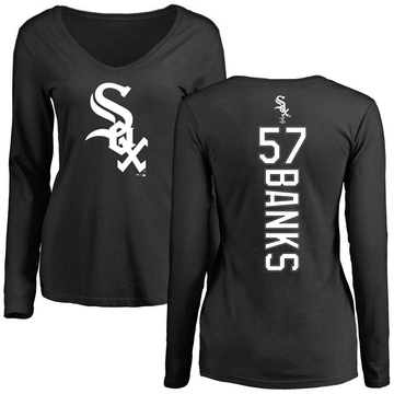 Women's Chicago White Sox Tanner Banks ＃57 Backer Slim Fit Long Sleeve T-Shirt - Black