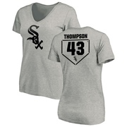 Women's Chicago White Sox Trayce Thompson ＃43 RBI Slim Fit V-Neck T-Shirt Heathered - Gray