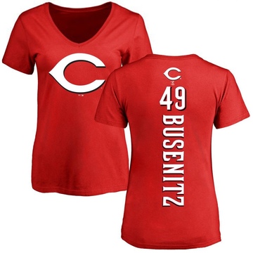 Women's Cincinnati Reds Alan Busenitz ＃49 Backer Slim Fit T-Shirt - Red