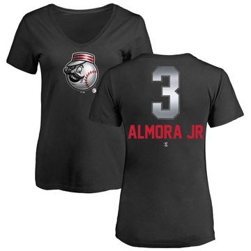 Women's Cincinnati Reds Albert Almora Jr. ＃3 Midnight Mascot V-Neck T-Shirt - Black