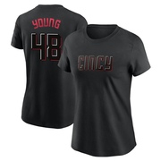 Women's Cincinnati Reds Alex Young ＃48 2023 City Connect Name & Number T-Shirt - Black