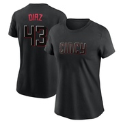 Women's Cincinnati Reds Alexis Diaz ＃43 2023 City Connect Name & Number T-Shirt - Black