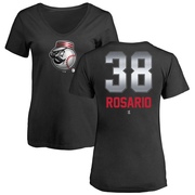 Women's Cincinnati Reds Amed Rosario ＃38 Midnight Mascot V-Neck T-Shirt - Black