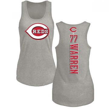 Women's Cincinnati Reds Art Warren ＃77 Backer Tank Top Ash