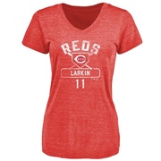 Women's Cincinnati Reds Barry Larkin ＃11 Base Runner T-Shirt - Red