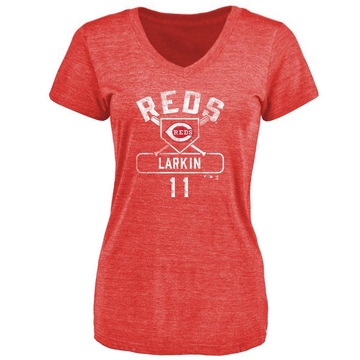 Women's Cincinnati Reds Barry Larkin ＃11 Base Runner T-Shirt - Red