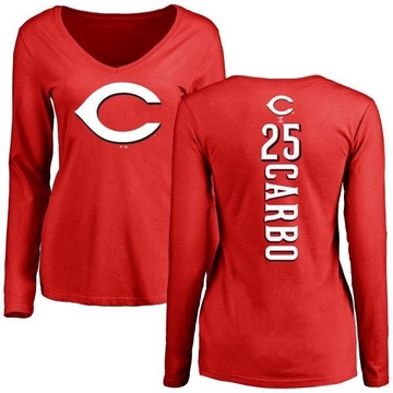 Women's Cincinnati Reds Bernie Carbo ＃25 Backer Slim Fit Long Sleeve T-Shirt - Red