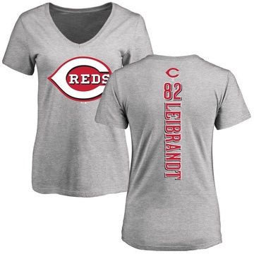 Women's Cincinnati Reds Brandon Leibrandt ＃82 Backer Slim Fit T-Shirt Ash