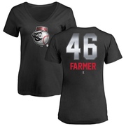 Women's Cincinnati Reds Buck Farmer ＃46 Midnight Mascot V-Neck T-Shirt - Black