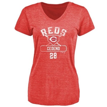 Women's Cincinnati Reds Cesar Cedeno ＃28 Base Runner T-Shirt - Red