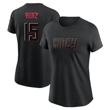 Women's Cincinnati Reds Chico Ruiz ＃15 2023 City Connect Name & Number T-Shirt - Black